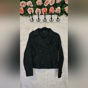 Red Star Dark Wash Denim Cropped Doublebreasted Jacket